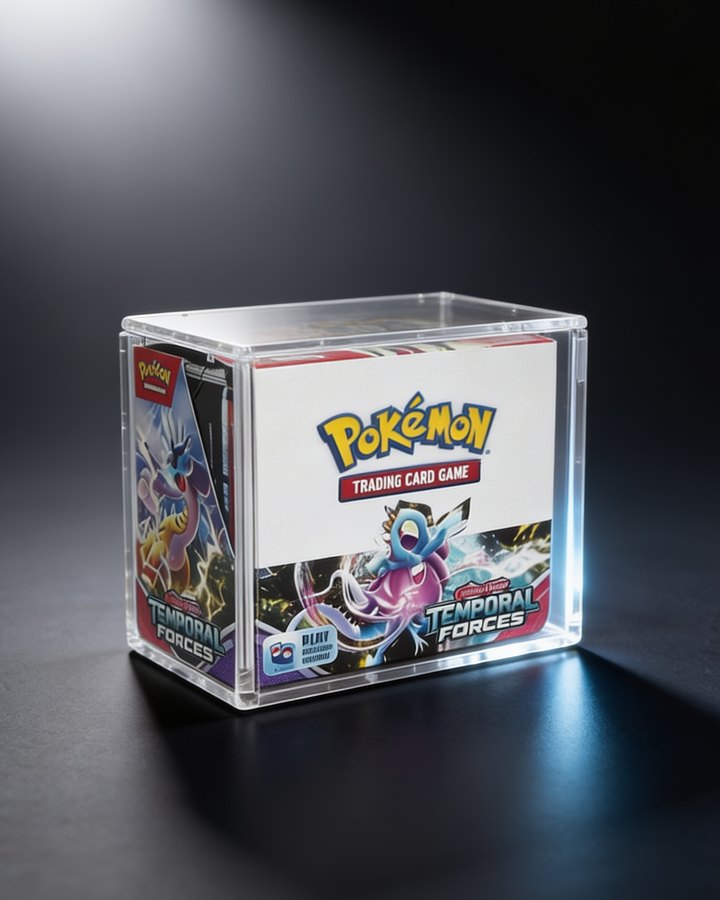 Visuel de la protection acrylique magnétique pour display de boosters, coffret à l'intérieur