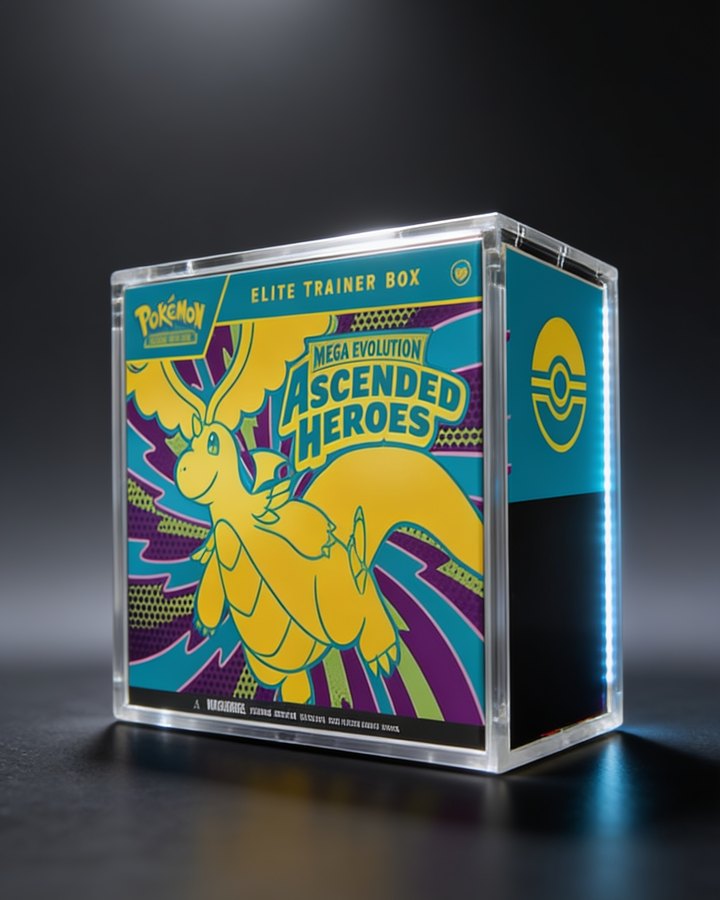 Visuel de la protection acrylique magnétique pour Elite Trainer Box, coffret à l'intérieur