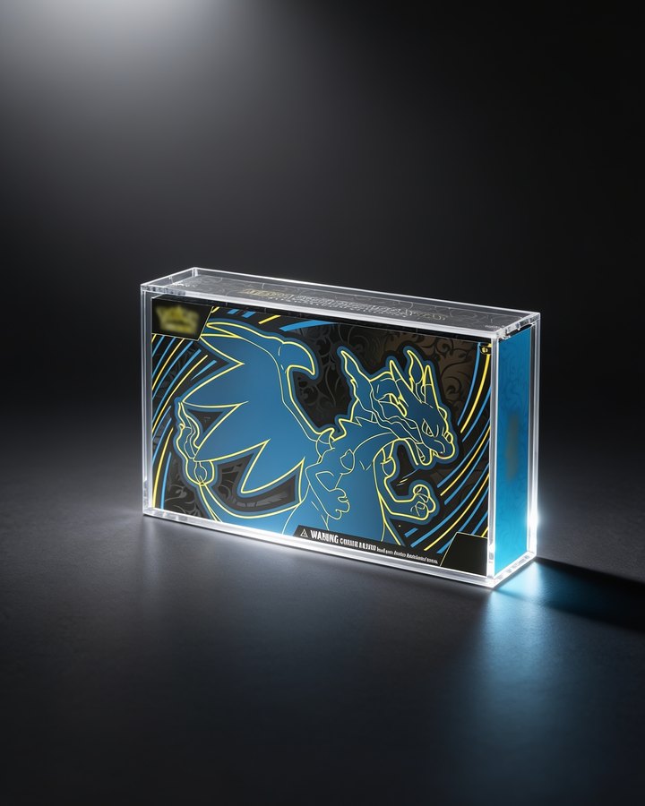 Visuel de la protection acrylique magnétique UPC Méga-Dracaufeu X-ex, coffret à l'intérieur