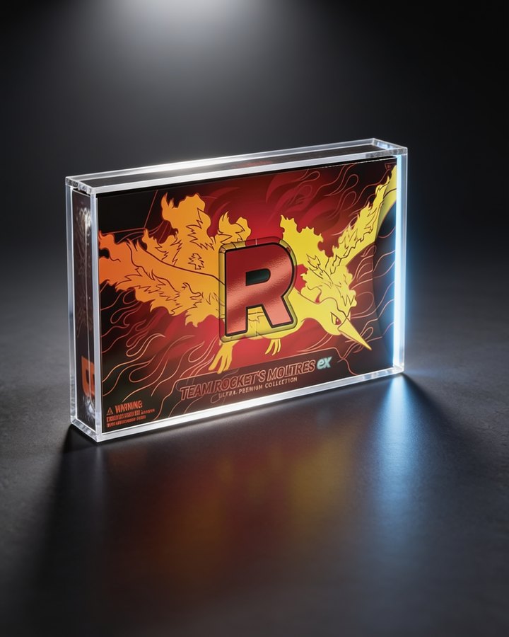 Visuel de la protection acrylique magnétique UPC Sulfura-ex de la Team Rocket, coffret à l'intérieur